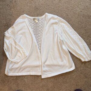 Christopher & Banks White Pointelle Shrug Sweater XL